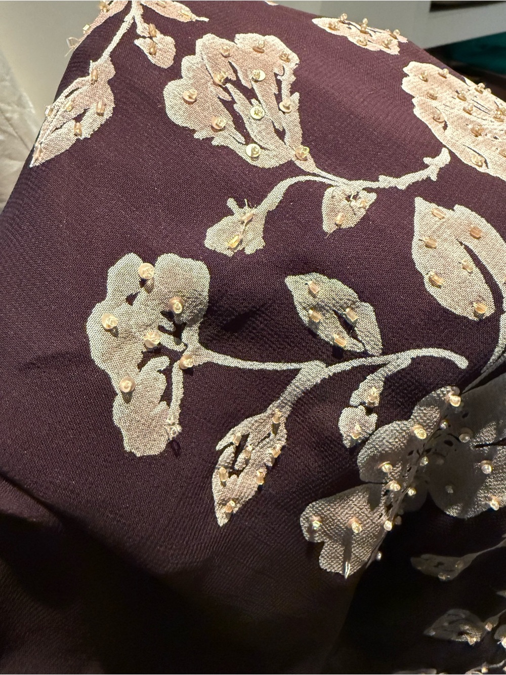 Brown 2000s beaded floral slip dress - Picture 3 of 5